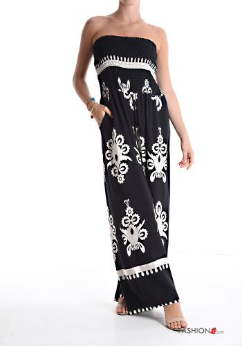  Jumpsuit Fantasia stampata con tasche  Nero