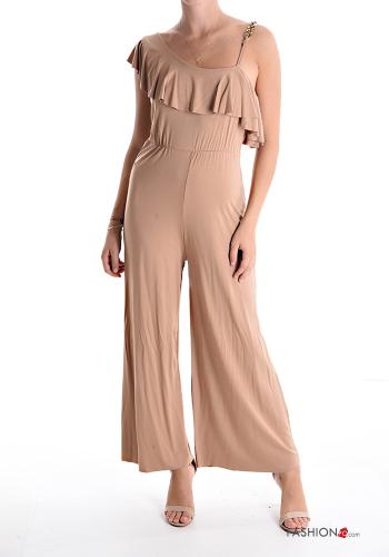  Jumpsuit monospalla con balze con catena  Bronzo