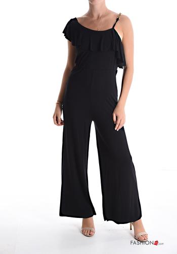  Jumpsuit monospalla con balze con catena  Nero