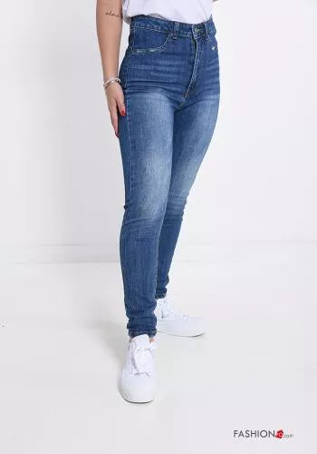  Jeans in Cotone con bottoni con zip 