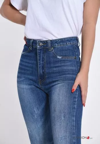 Jeans in Cotone con bottoni con zip 