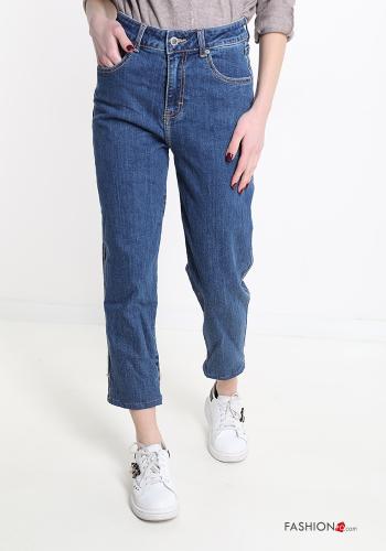  Jeans en Coton avec des boutons avec fermeture éclair avec poches 