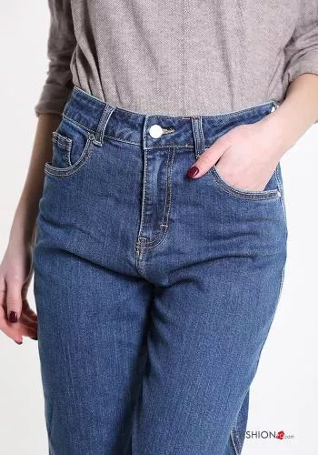  Jeans in Cotone con tasche con bottoni con zip 