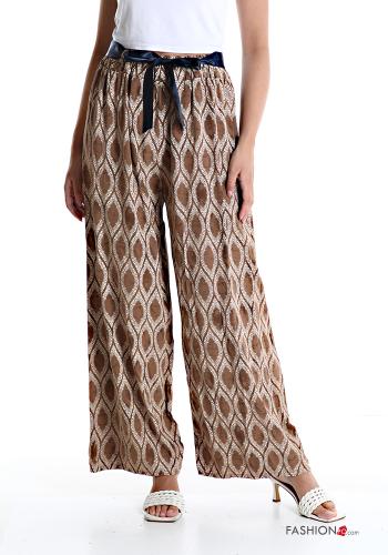  Geometric pattern Trousers with ribbon Camel