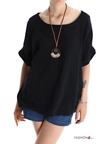  Cotton Tunic with necklace Black