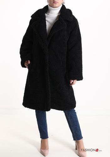  Teddy Bear Coat with buttons with lining with pockets Black