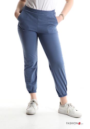  Pantalone sportivo in Cotone con tasche con elastico  Blu Klein