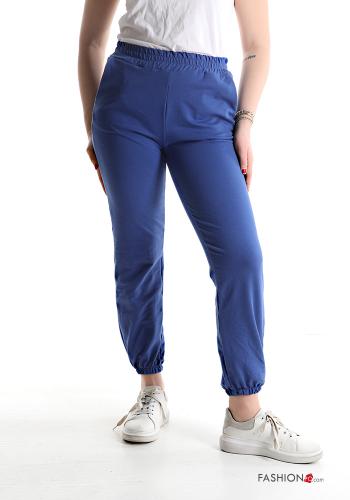  Pantalone sportivo in Cotone con tasche con elastico  Blu