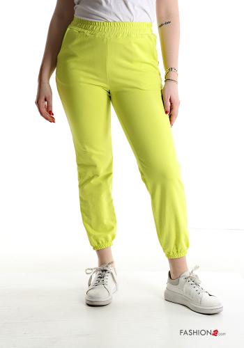  Pantalone sportivo in Cotone con tasche con elastico  Giallo