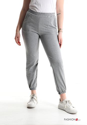  Pantalone sportivo in Cotone con tasche con elastico  Grigio