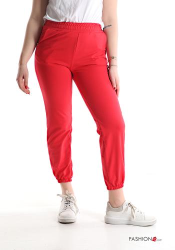  Pantalone sportivo in Cotone con tasche con elastico  Amaranto