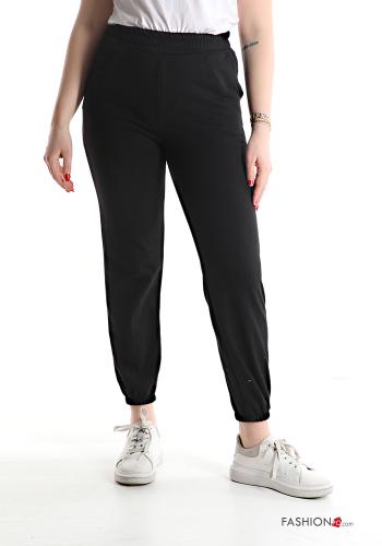  Pantalone sportivo in Cotone con tasche con elastico  Nero