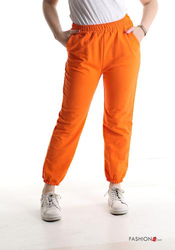  Pantalone sportivo in Cotone con tasche con elastico  Arancione