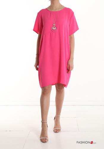  short sleeve knee-length Dress with necklace