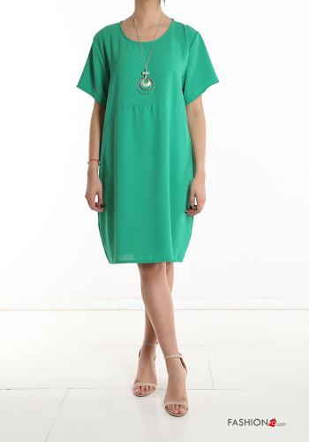  short sleeve knee-length Dress with necklace Tea leaf