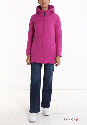  reversible Puffer Jacket with pockets with hood with zip Fucsia