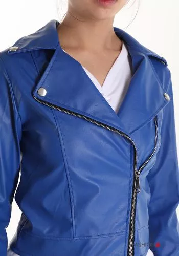  faux leather Jacket with buttons with zip