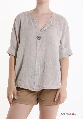  Linen Tunic with buttons Beige