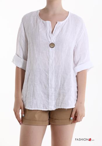  Linen Tunic with buttons White