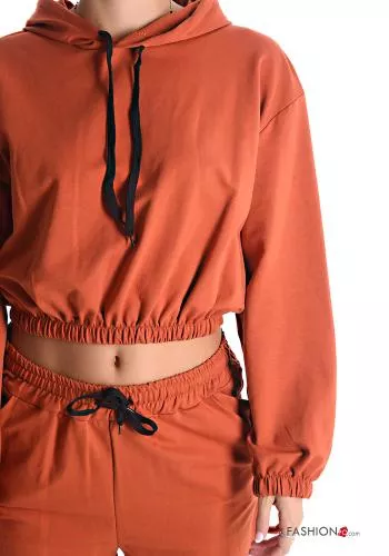  Survêtement en Coton avec élastique à capuche avec poches avec coulisse 