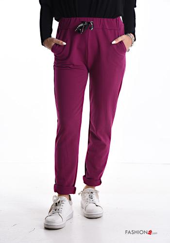  Pantalon de jogging en Coton avec coulisse avec poches avec élastique 
