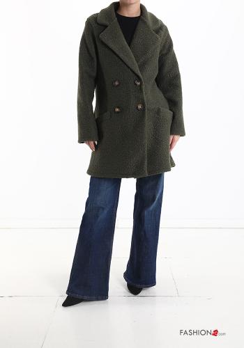  double-breasted Coat with buttons without lining with pockets Military green