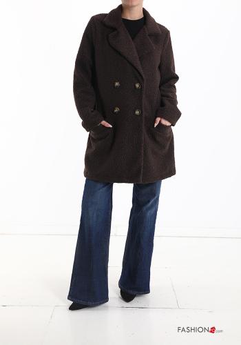  double-breasted Coat with buttons without lining with pockets Brown