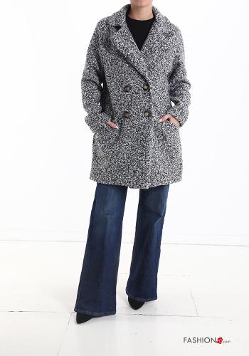  double-breasted Coat with buttons without lining with pockets Carbon