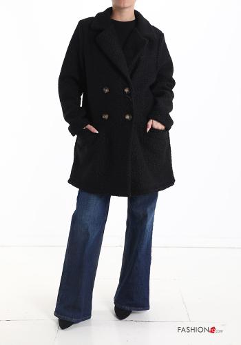  double-breasted Coat with buttons without lining with pockets Black