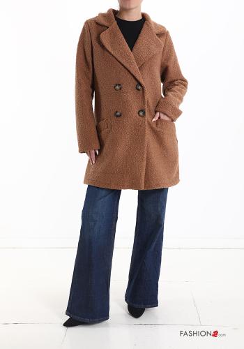  double-breasted Coat with buttons without lining with pockets Light brown