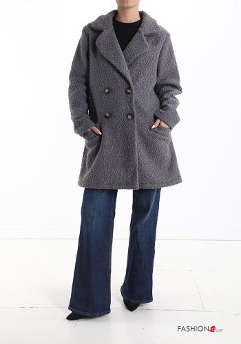  double-breasted Coat with buttons without lining with pockets Grey