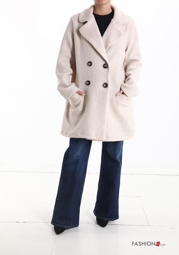  double-breasted Coat with buttons without lining with pockets Beige