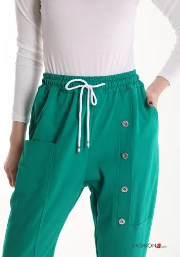  Cotton Joggers with pockets with elastic with drawstring with buttons