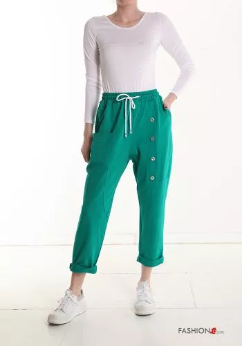  Cotton Joggers with pockets with elastic with drawstring with buttons