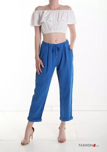  Cotton Trousers with pockets with drawstring
