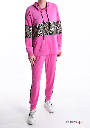  Animal print Sports set with drawstring with elastic with hood