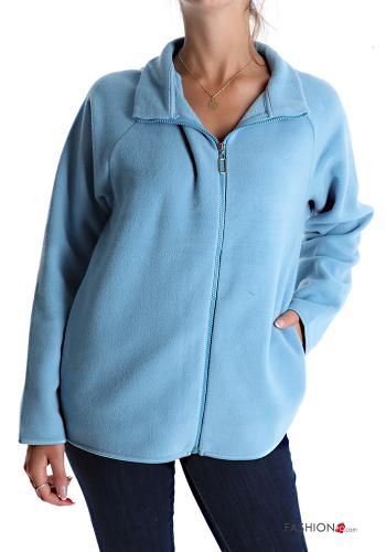  Sweatshirt with pockets with zip Light -blue