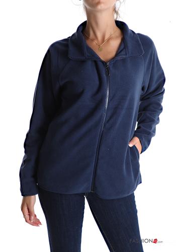  Sweatshirt with pockets with zip Prussian blue
