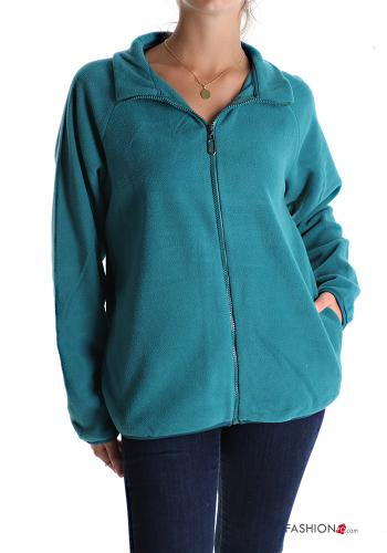  Sweatshirt with pockets with zip Teal