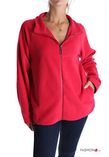  Sweatshirt with pockets with zip Red