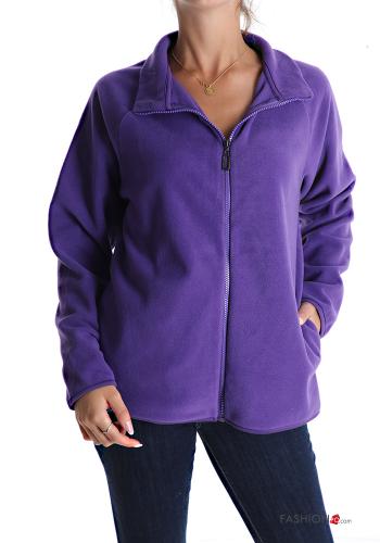  Sweatshirt with pockets with zip Purple