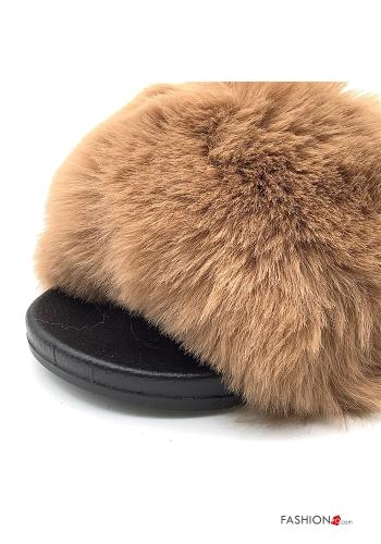  Slide Sandals with faux fur