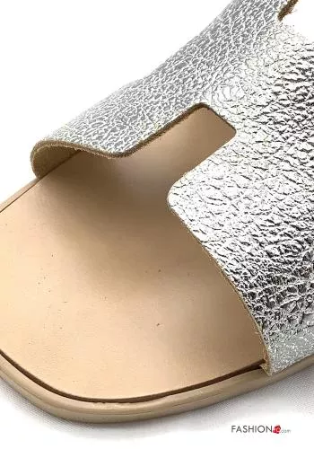  Genuine Leather Slide Sandals 