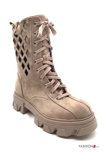  Suede Combat Boots with zip
