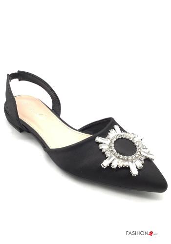  Flat shoes with rhinestones Ankle strap