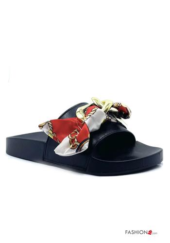  Slide Sandals with bow Black