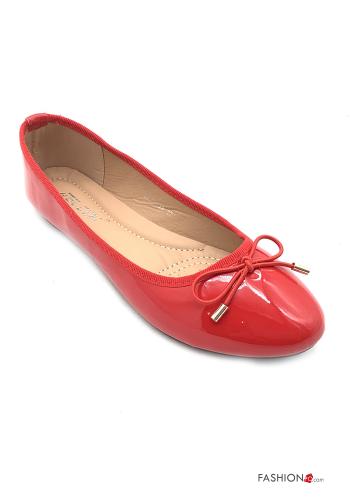  faux leather Ballerinas with bow Red