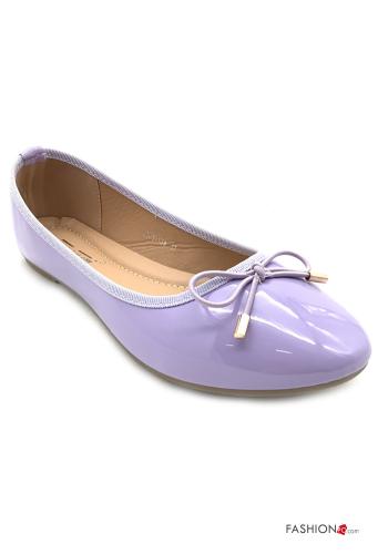  faux leather Ballerinas with bow Periwinkle