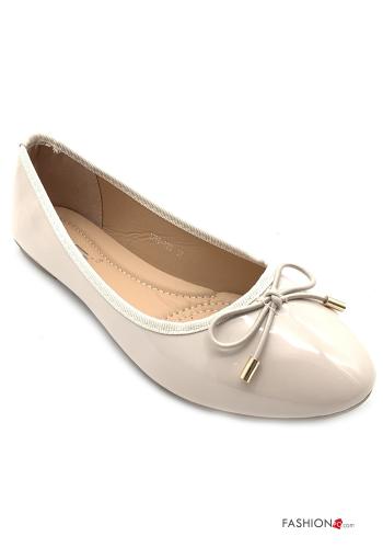  faux leather Ballerinas with bow Antique white