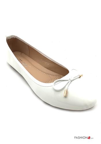  faux leather Ballerinas with bow White